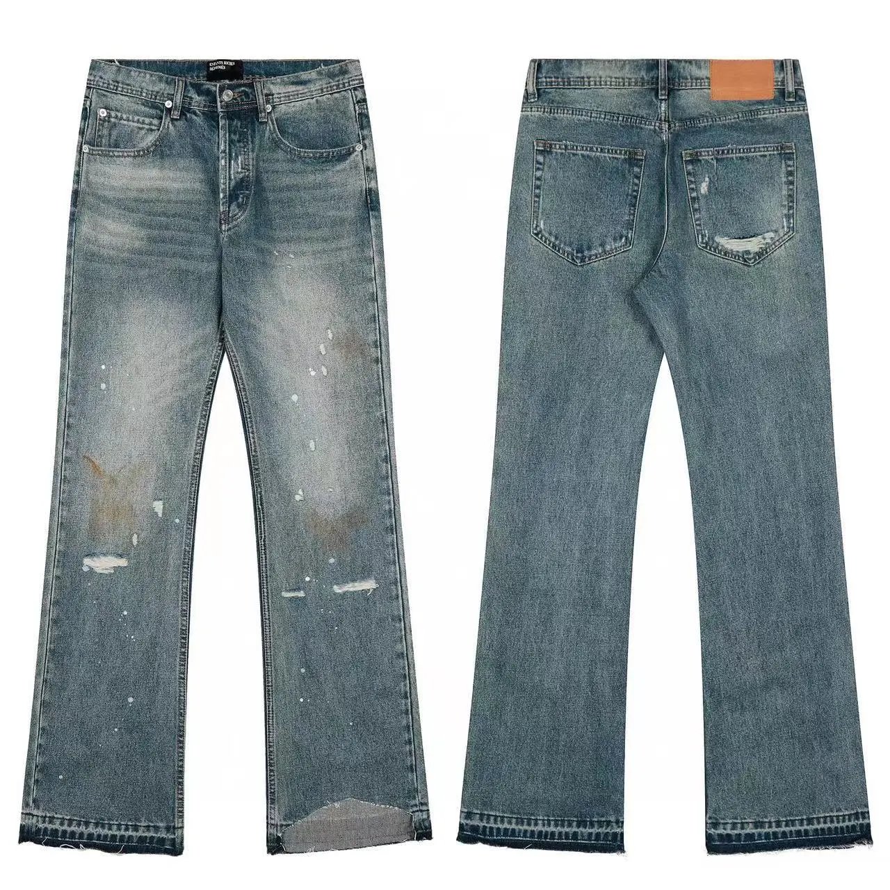 Elevate Essentials Distressed Blue Flare Jeans