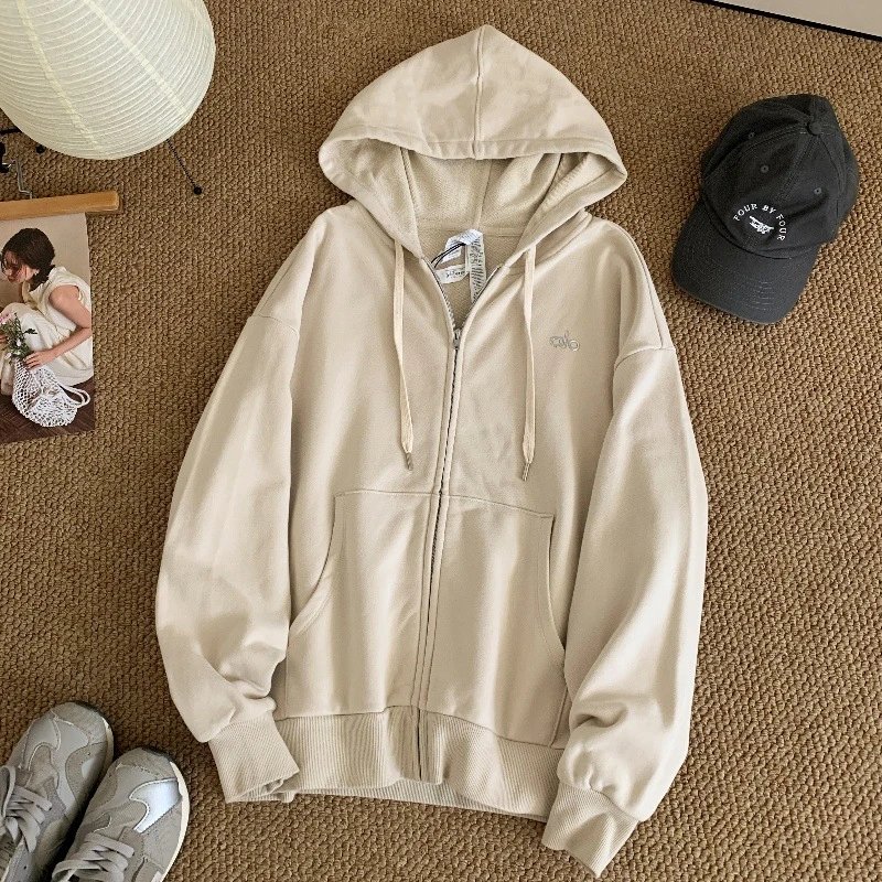 Alo Yoga Hoodies & Sweatshirts Zip-Up Hooded Sweatshirt — Oat-colored zip-up jacket