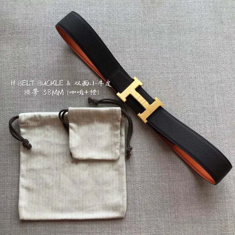 H Belt Men's Business Belt Luxury Smooth Buckle Leather Double sided Head Layer Leather Casual Belt