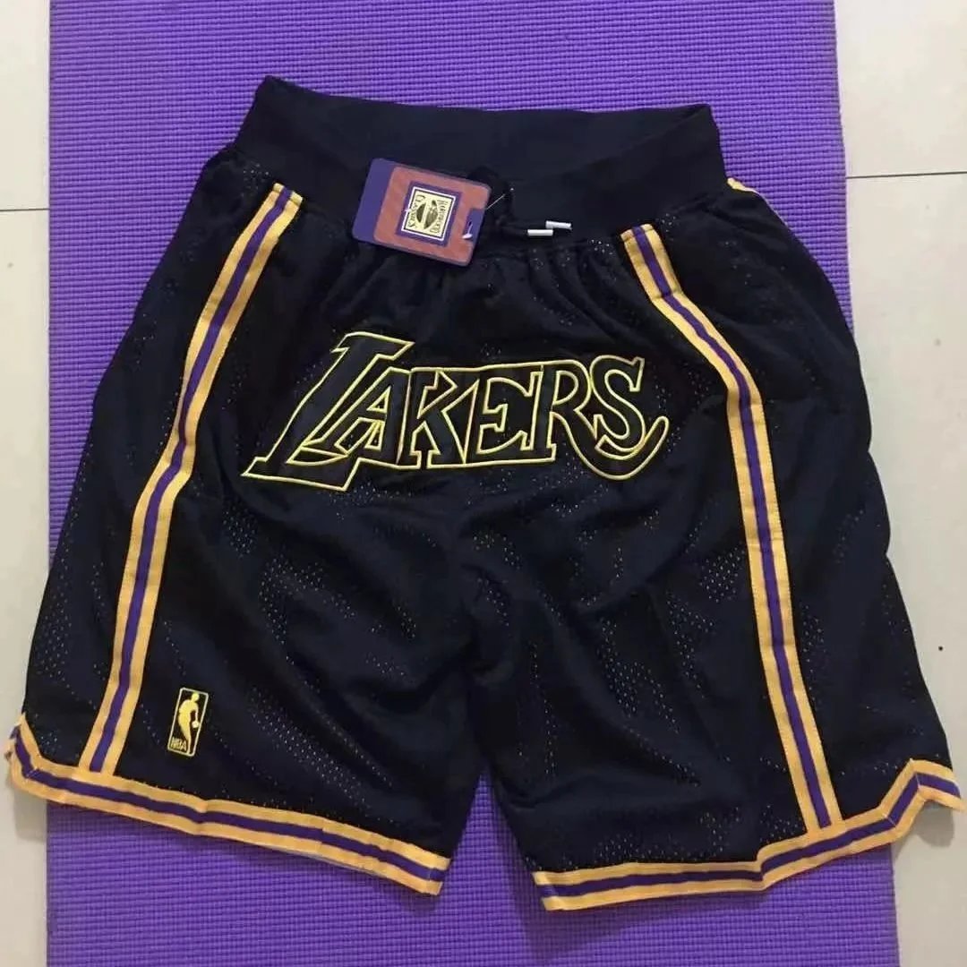 Los Angeles Lakers NBA Mesh Shorts Black Purple Gold