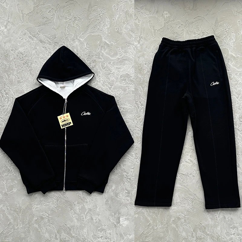 Corteiz British Hip Hop Streetwear Hoodie Sweatshirt Jacket Men's Loose Sports Set Straight Leg Sweatpants