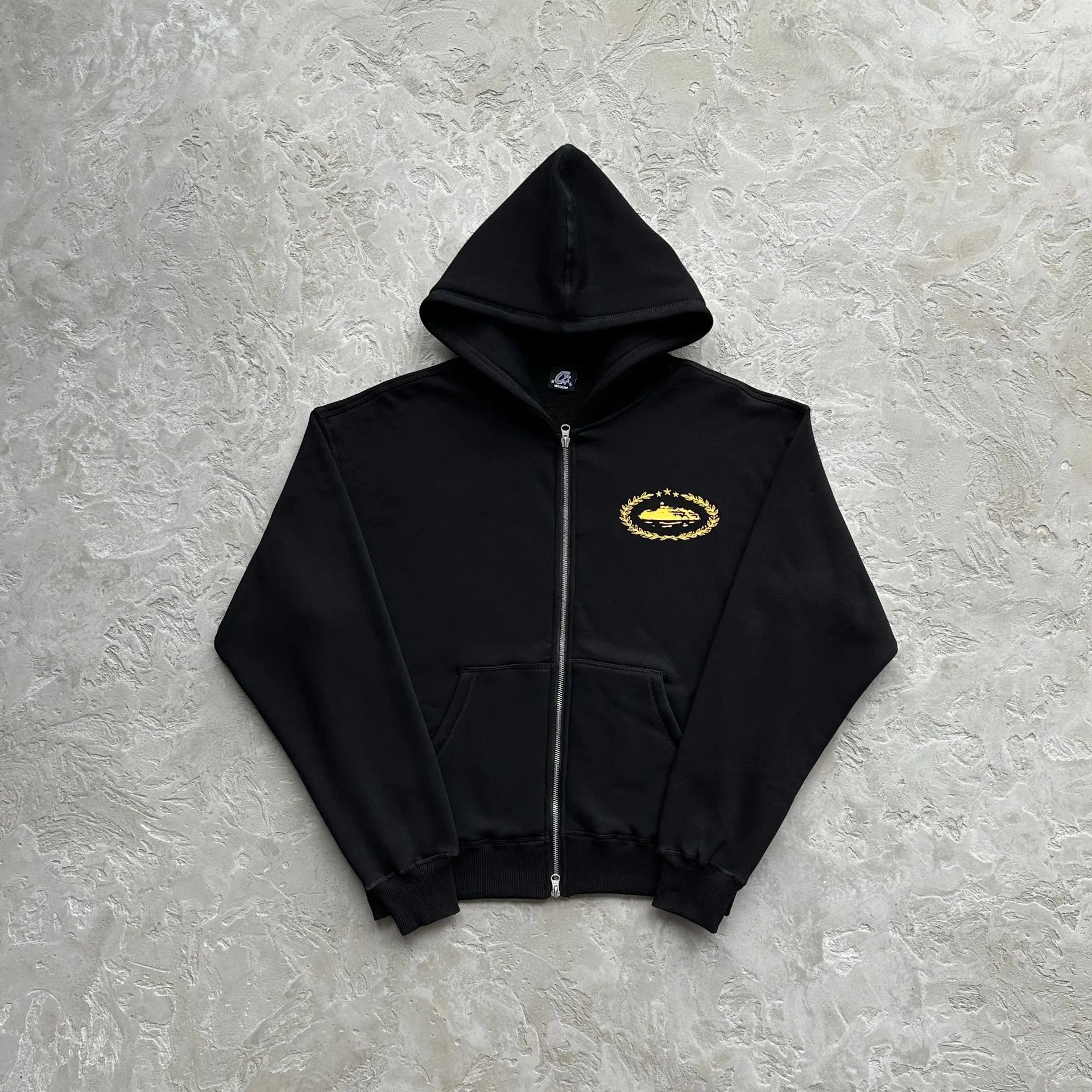 8971 Yellow Print Black/Hoodie
