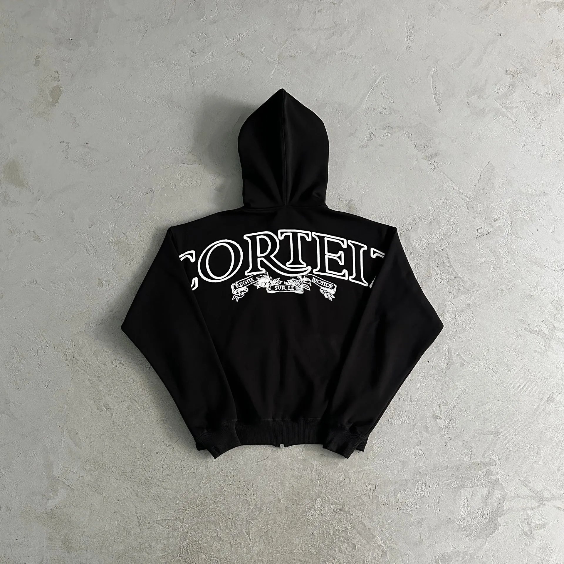 8971 White Print Black/Hoodie