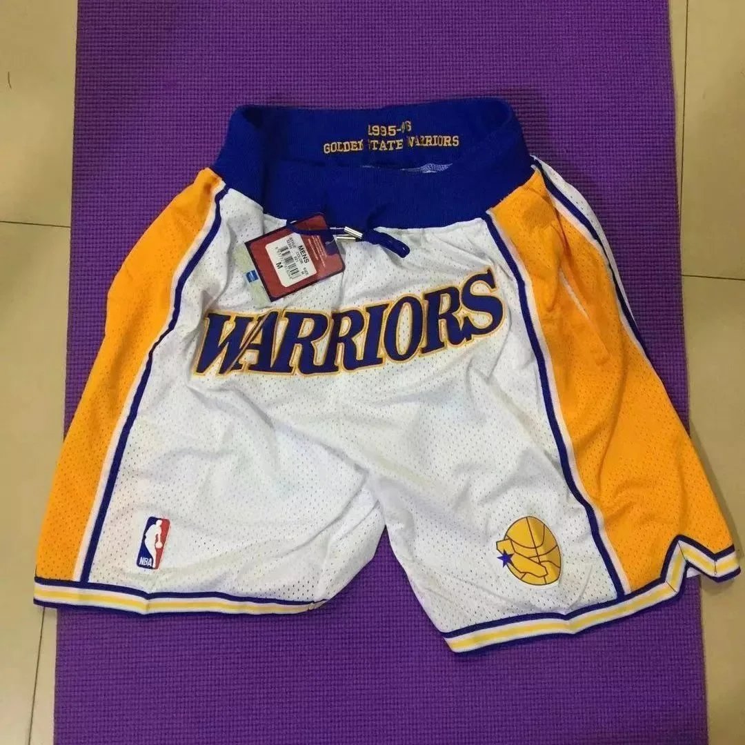 Golden State Warriors 1995-96 Throwback Mesh Shorts White / Yellow / Blue