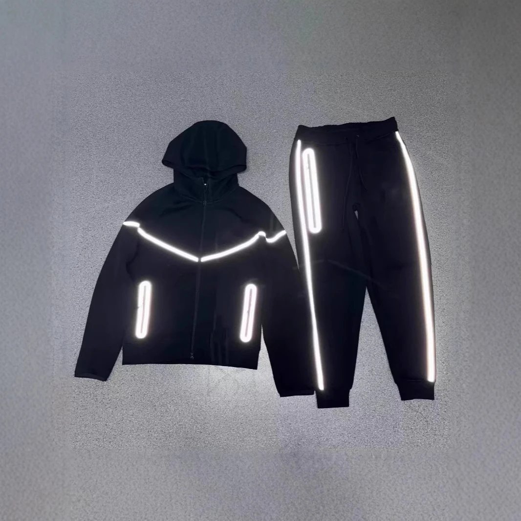 25 year hooded jacket air layer cotton zipper sweater reflective adhesive set