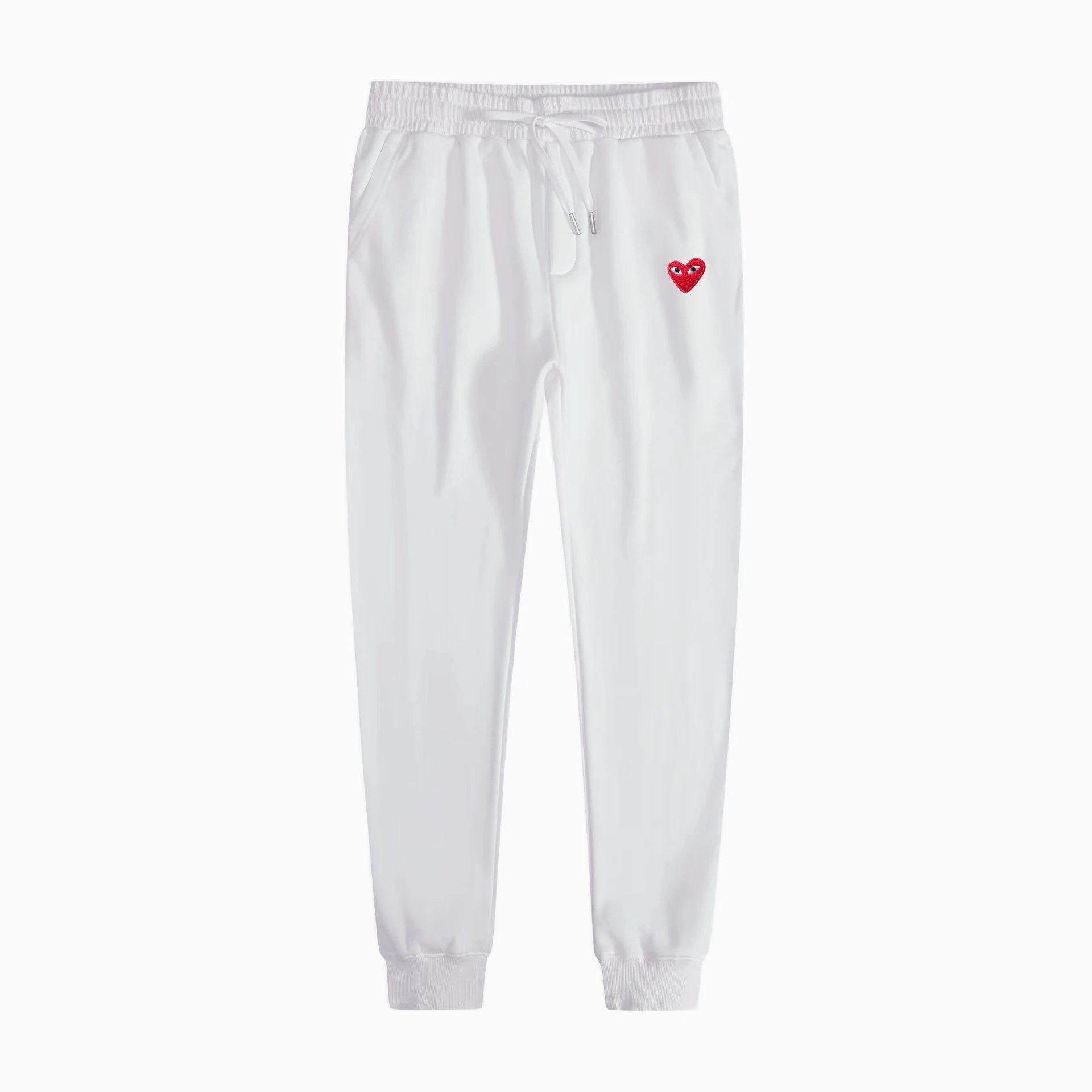 White sweatpants with red eyes