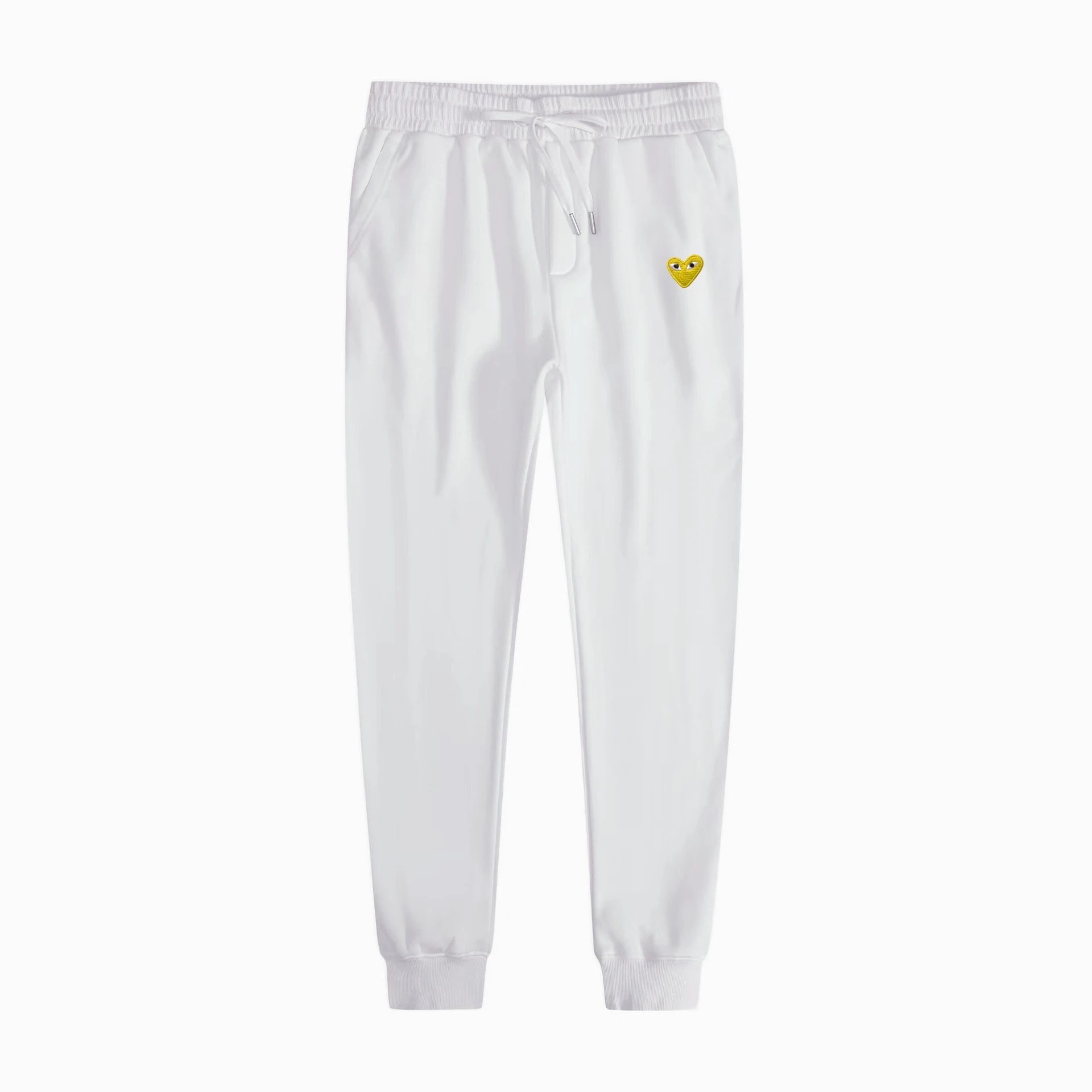 White sweatpants with golden eyes