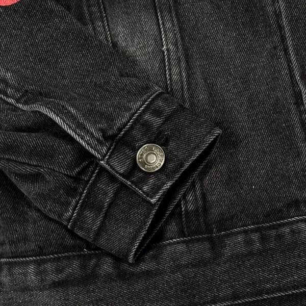 Balenciaga x Metal Band Logo Distressed Black Denim Jacket - 23