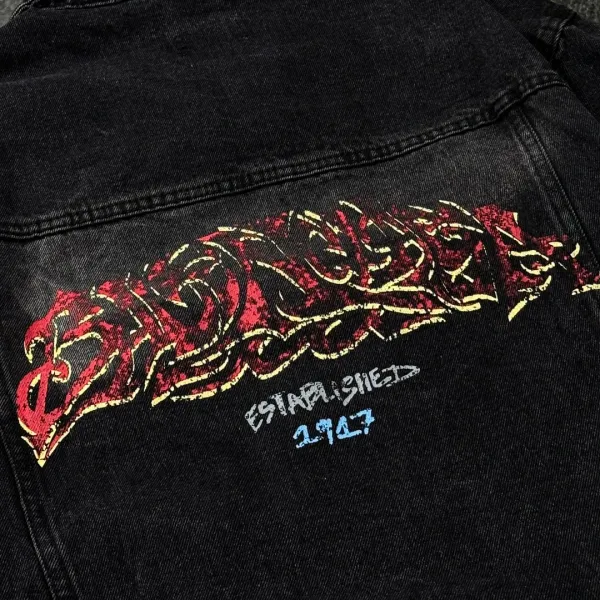 Balenciaga x Metal Band Logo Distressed Black Denim Jacket - 29