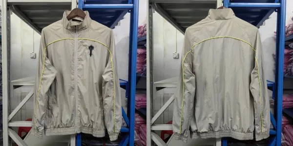 Thom Browne Windbreaker Beige with Yellow Piping Jacket - 1