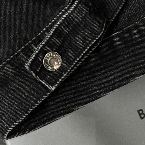 Balenciaga x Metal Band Logo Distressed Black Denim Jacket - 12