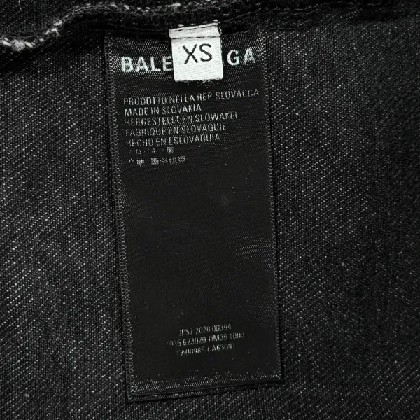 Balenciaga x Metal Band Logo Distressed Black Denim Jacket - 32