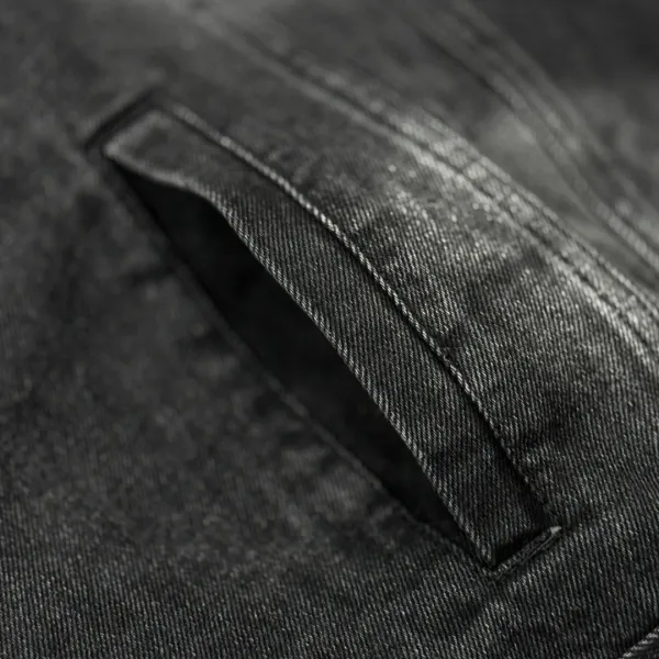 Balenciaga x Metal Band Logo Distressed Black Denim Jacket - 40