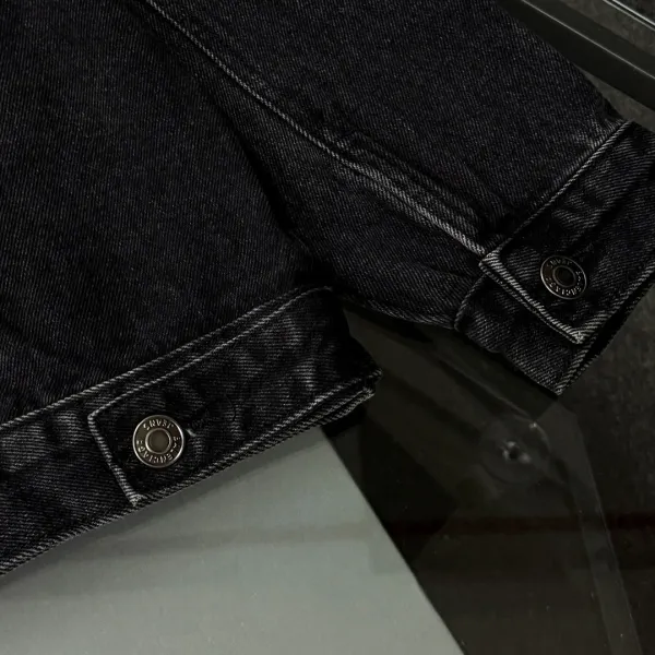 Balenciaga x Metal Band Logo Distressed Black Denim Jacket - 43