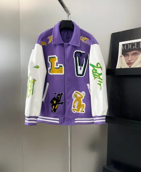 LV x Virgil Abloh College Jacket Purple Multicolor Outerwear - 1