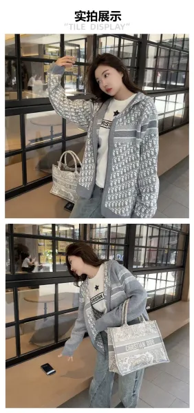 Dior Oblique Knit Hoodie Navy Blue - 7