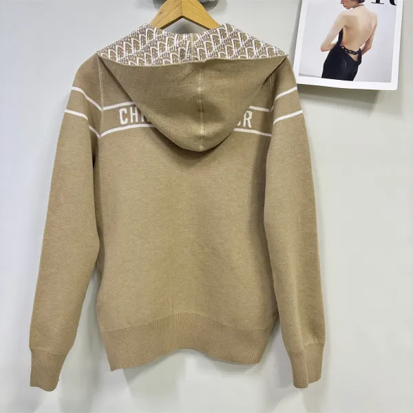 Dior Oblique Knit Hoodie Beige - 1