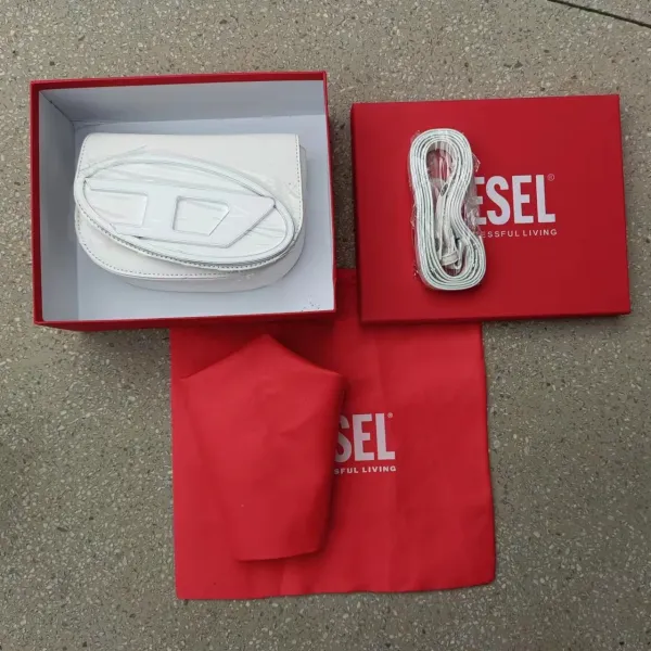 Diesel D-Logo White Underarm Bag with Detachable Strap - 1
