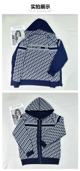 Dior Oblique Knit Hoodie Navy Blue - 8
