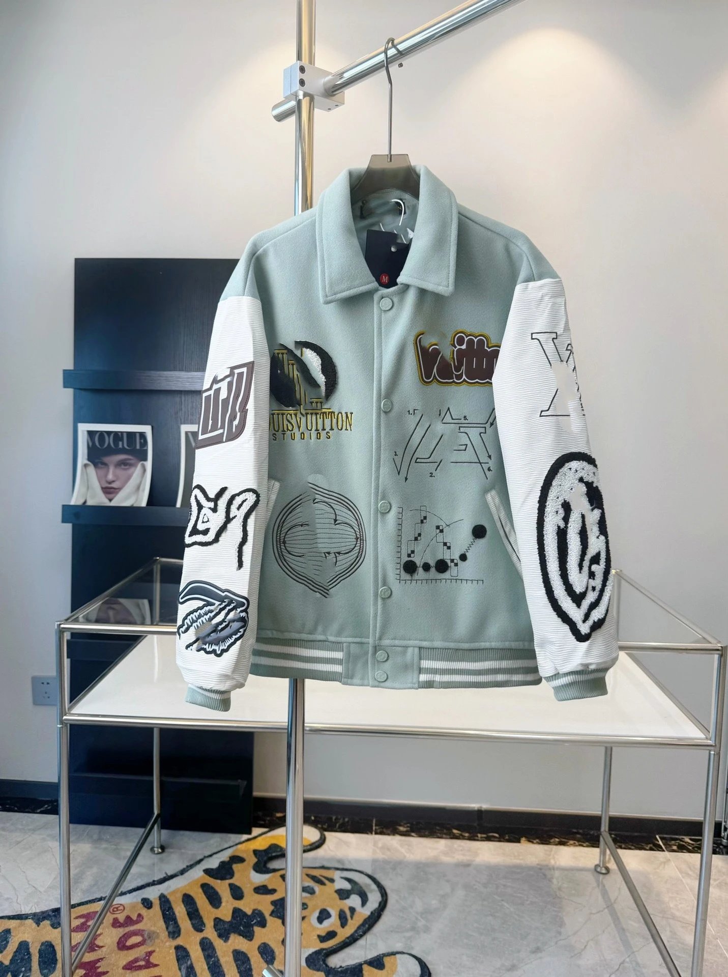 Louis Vuitton x Virgil Abloh Studios Graphic Varsity Jacket Mint Green - 1