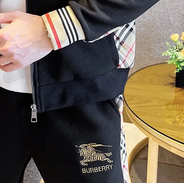 Burberry Tracksuits Zip-up hooded tracksuit with check trim product detail image 2