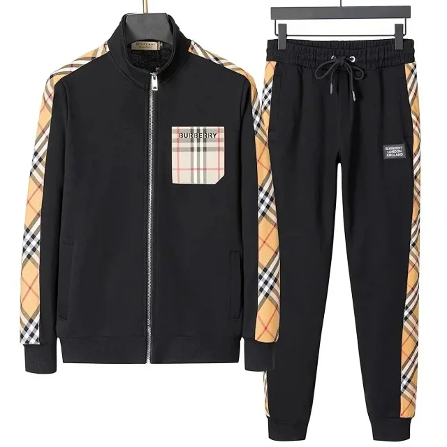 Burberry Tracksuits Zip-up hooded tracksuit with check trim product detail image 6