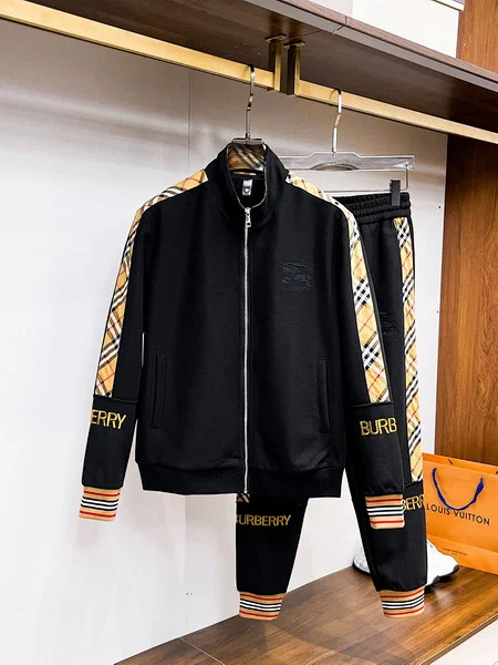 Burberry Tracksuits Zip-up hooded tracksuit with check trim product detail image 9