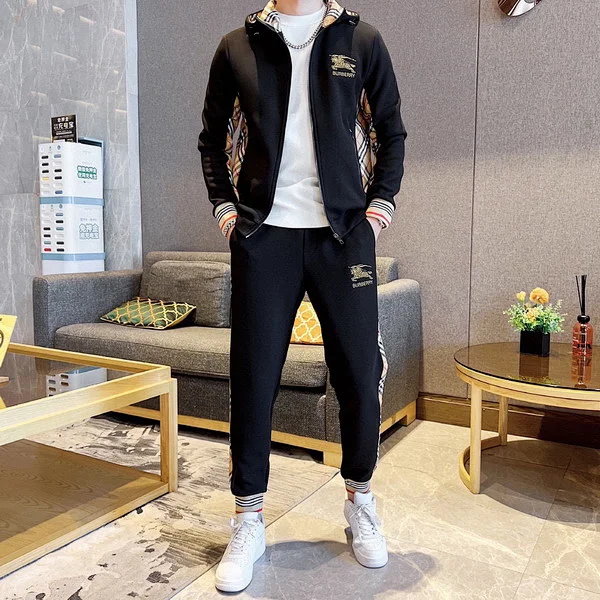 Burberry Tracksuits Zip-up hooded tracksuit with check trim product detail image 4