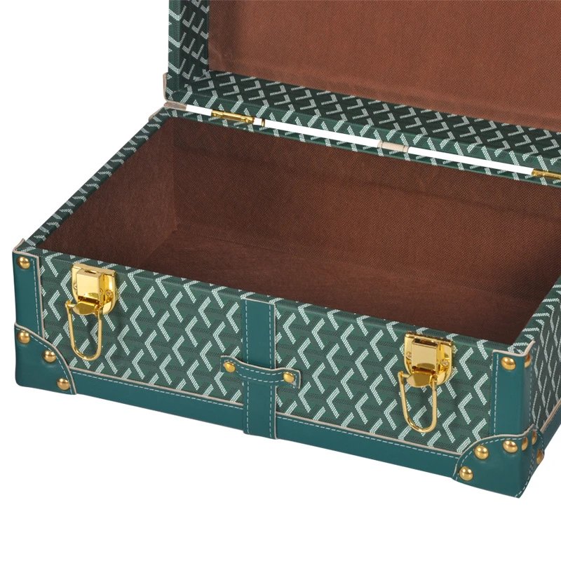 Goyard Saint Louis Trunk Set Red Chevron Leather Travel Suitcases Travel Bags - 11