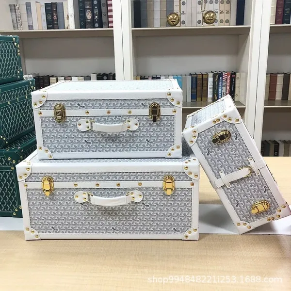 Goyard Saint-Louis Trunk White Geometric Pattern Travel Case Travel Bags - 1