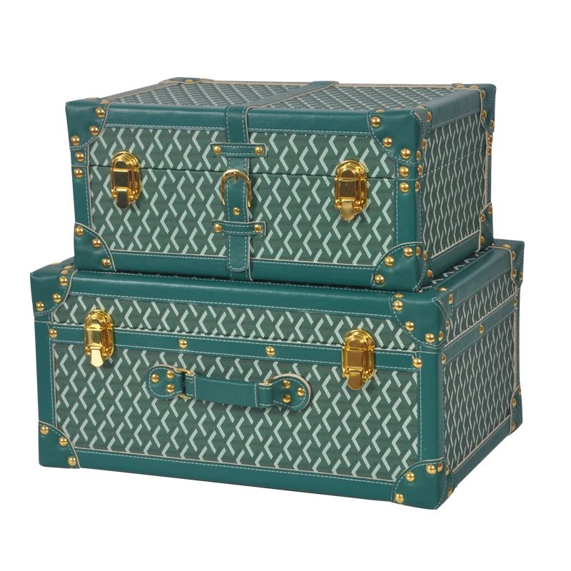 Goyard Saint Louis Trunk Set Red Chevron Leather Travel Suitcases Travel Bags - 9