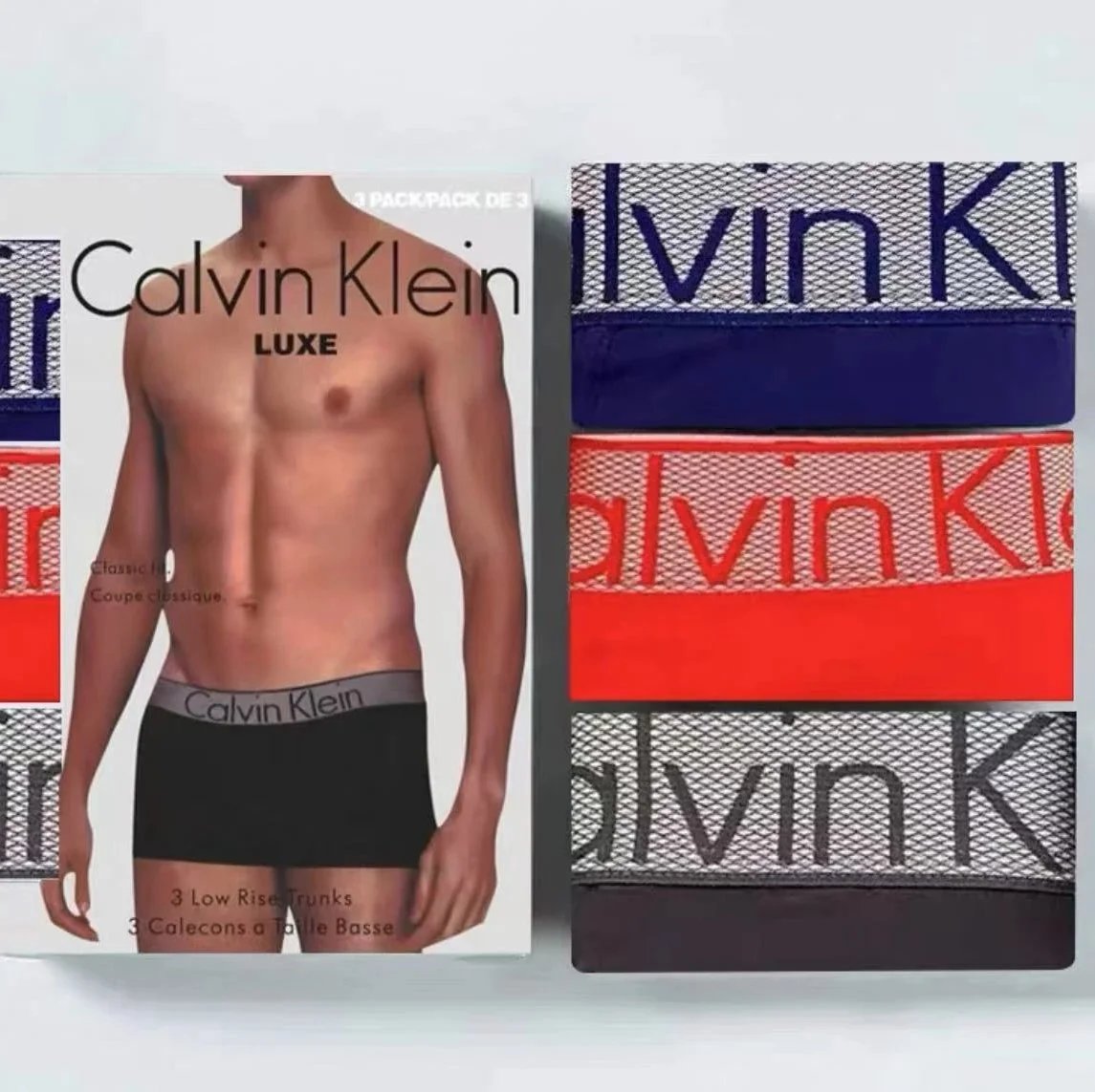 Three pack (dark gray+red+blue) grid style