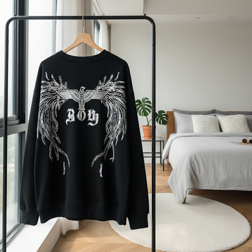 BOY LONDON Black Eagle Wings Cotton Sweatshirt