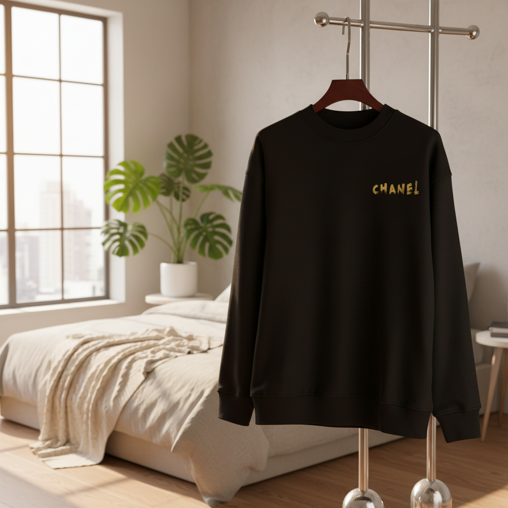 CHANEL Black Logo Hoodie Fashion Sweatshirt