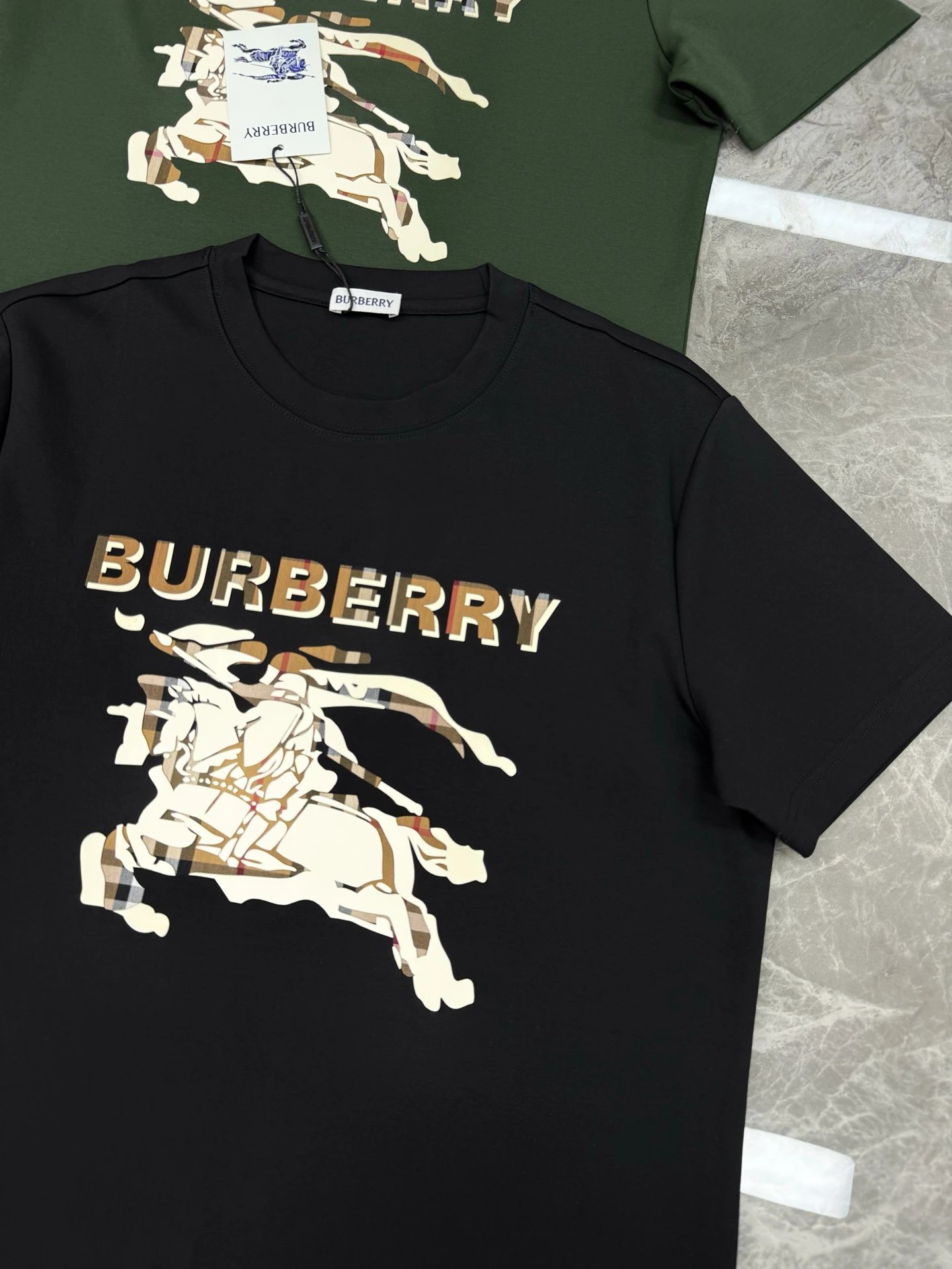 Burberry Men T-Shirt Equestrian Logo Cotton Casual Top