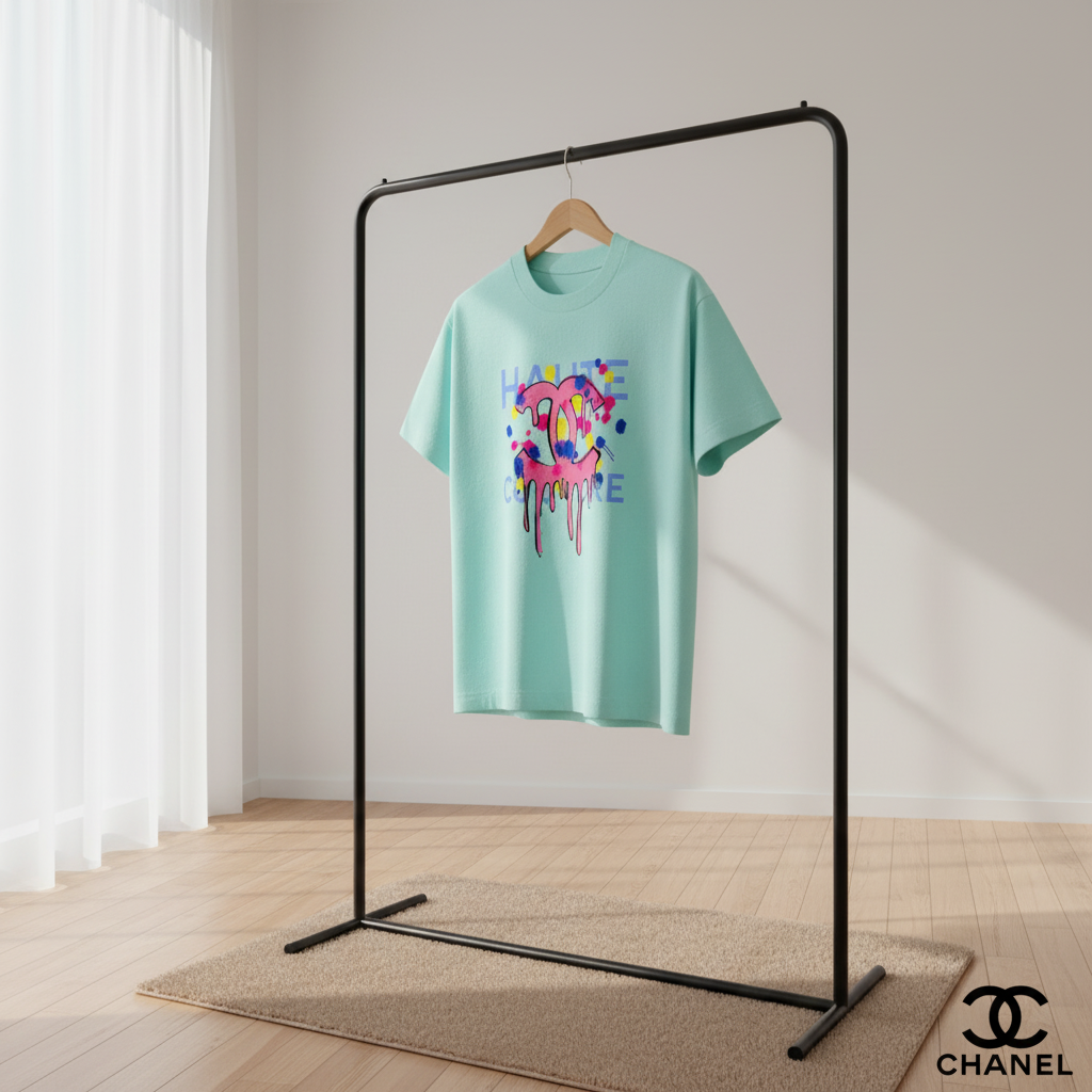 CHANEL Graffiti Logo Drip Art Cotton T-Shirt