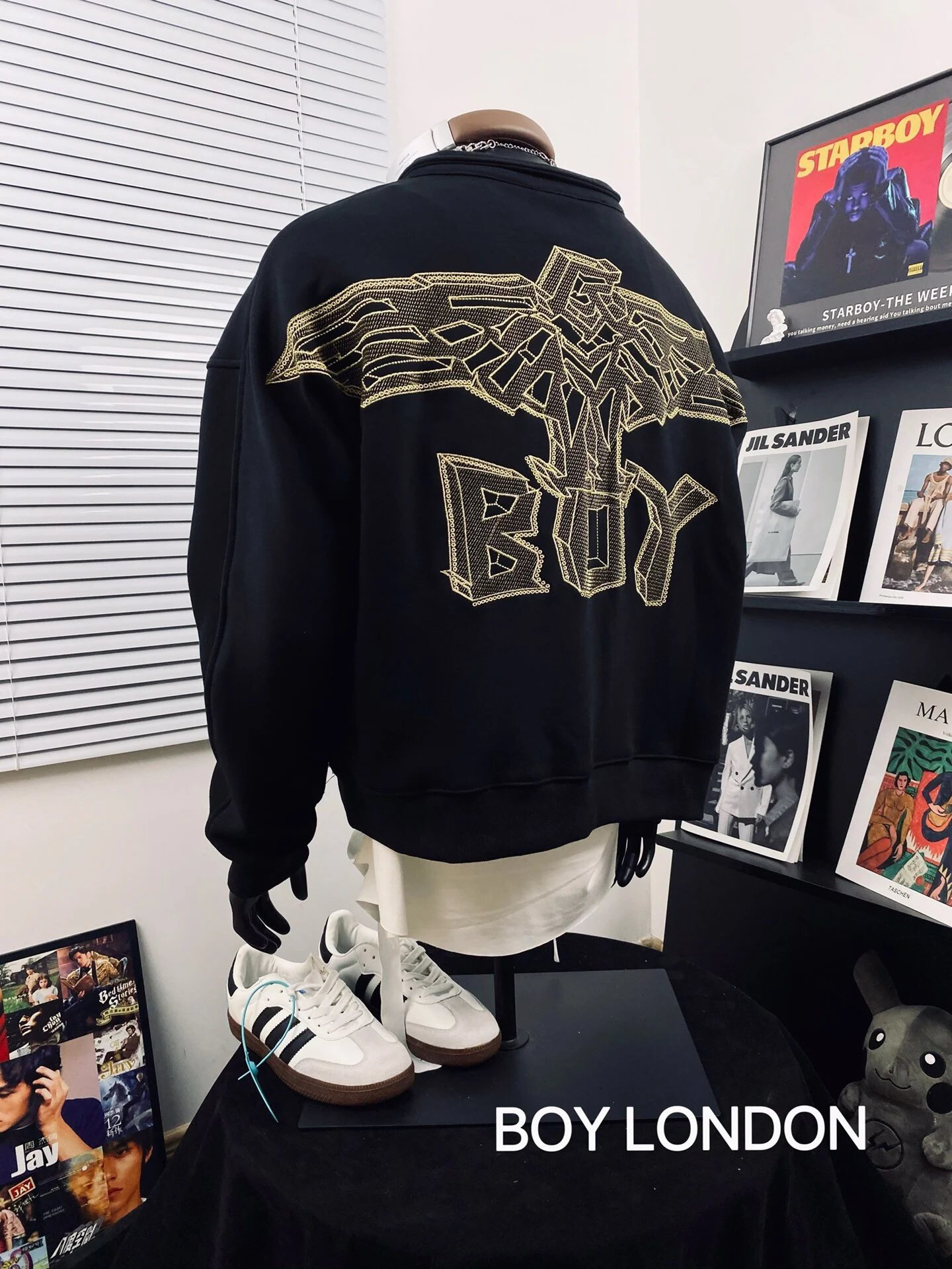 BOY LONDON Black Half Zip Gold Logo Hoodie