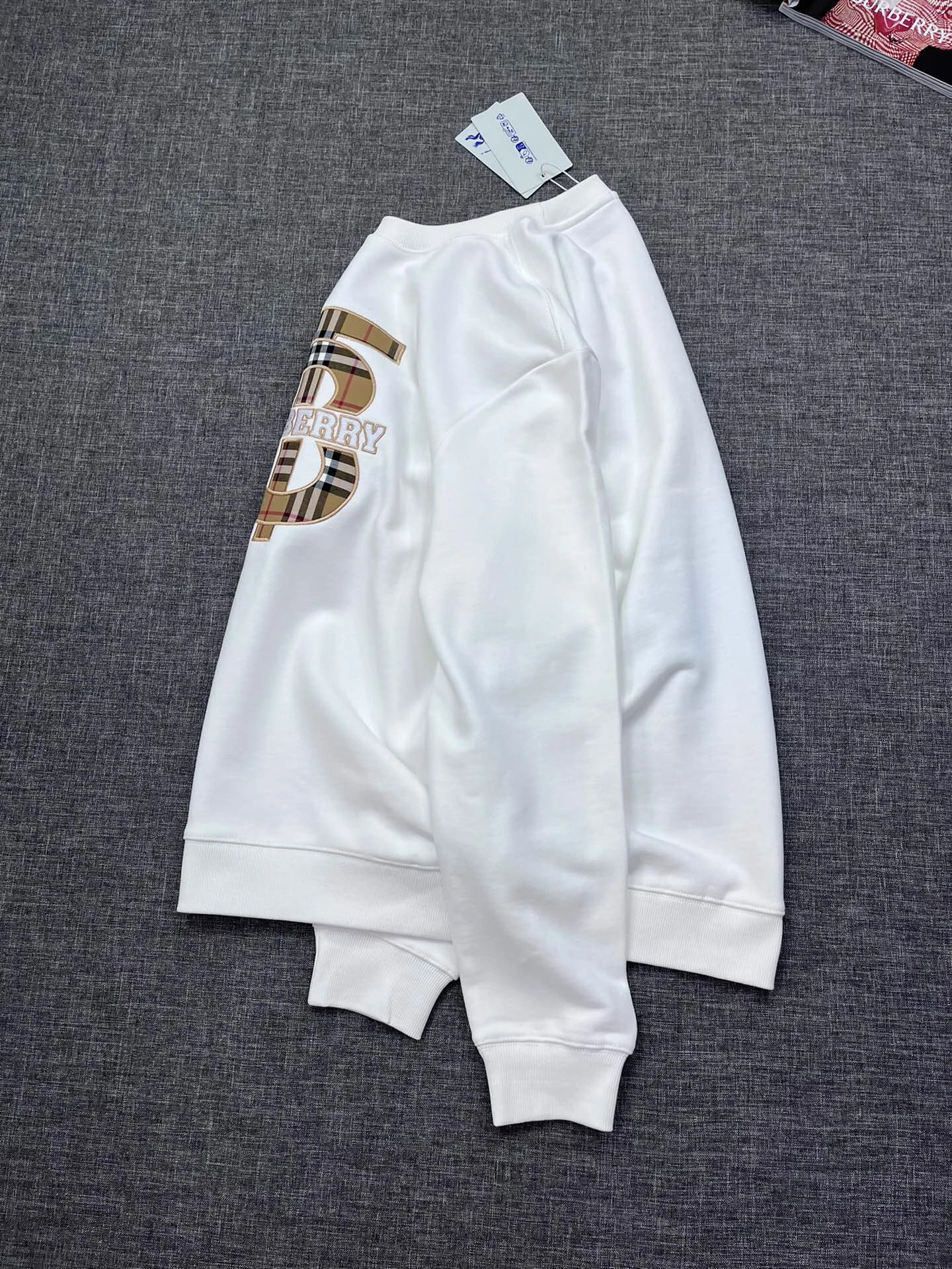 Burberry Check Logo Cotton Hoodie Casual Style