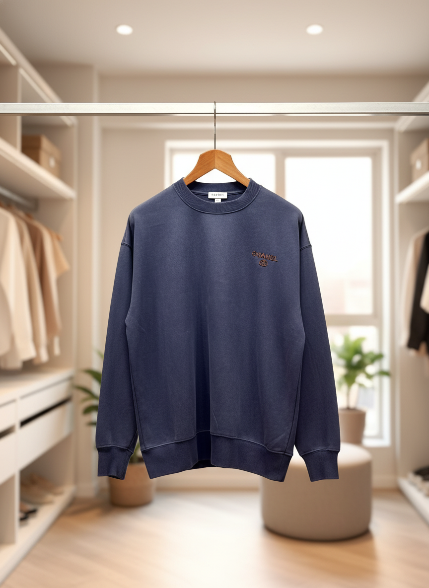 CHANEL Classic Navy Blue Cotton Hoodie for Men