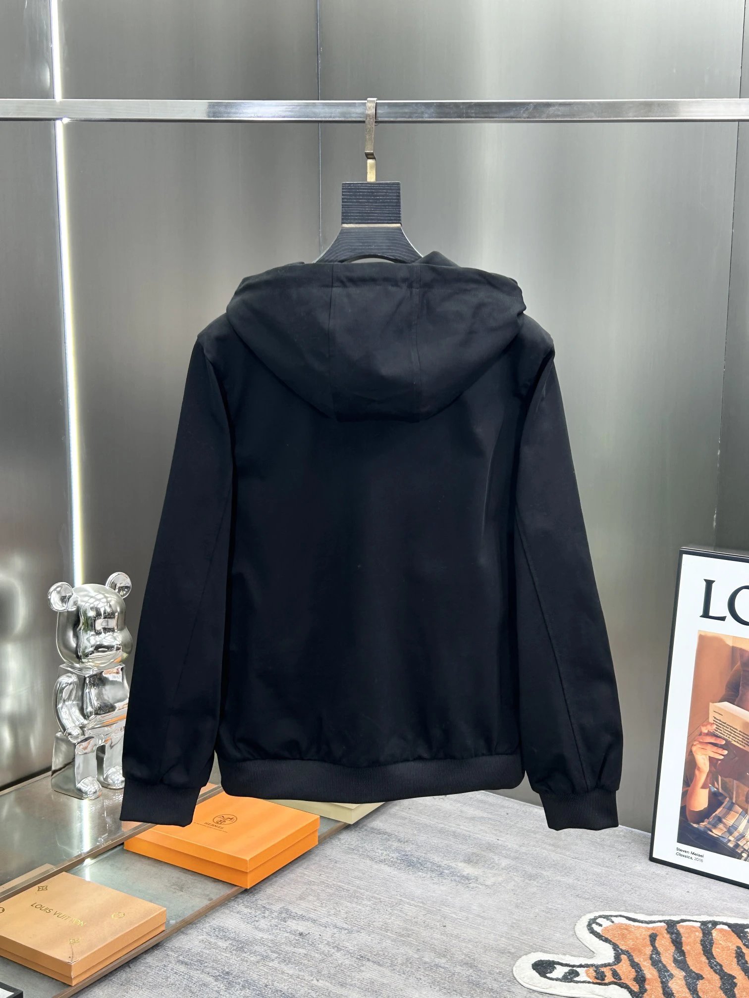 Burberry Men Black Zip Cotton Hoodie