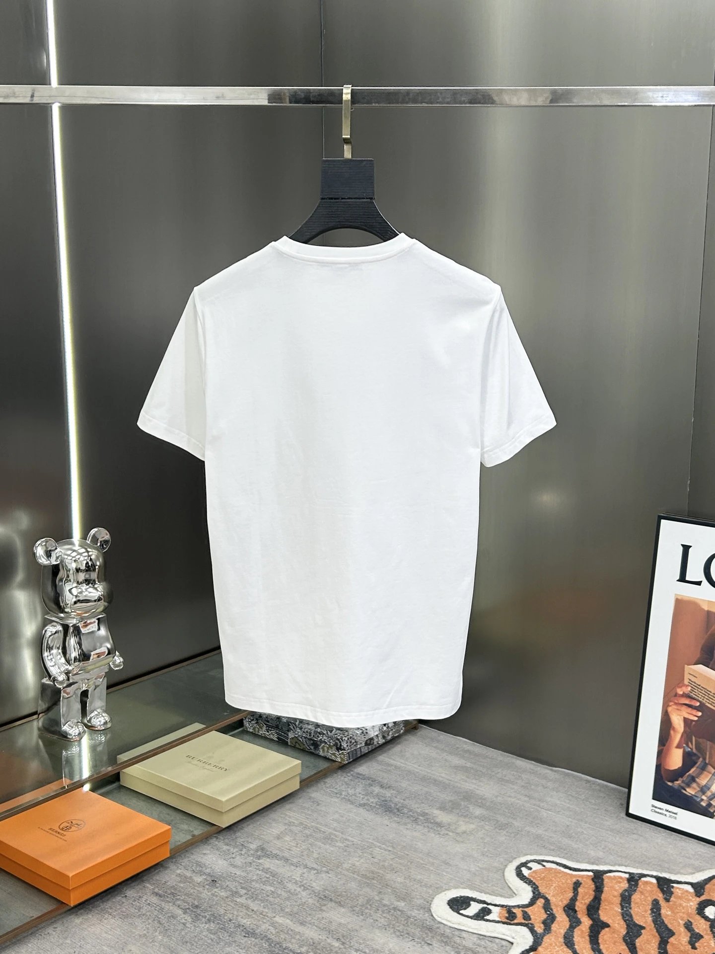Burberry Men White Bear Print Designer T-Shirt