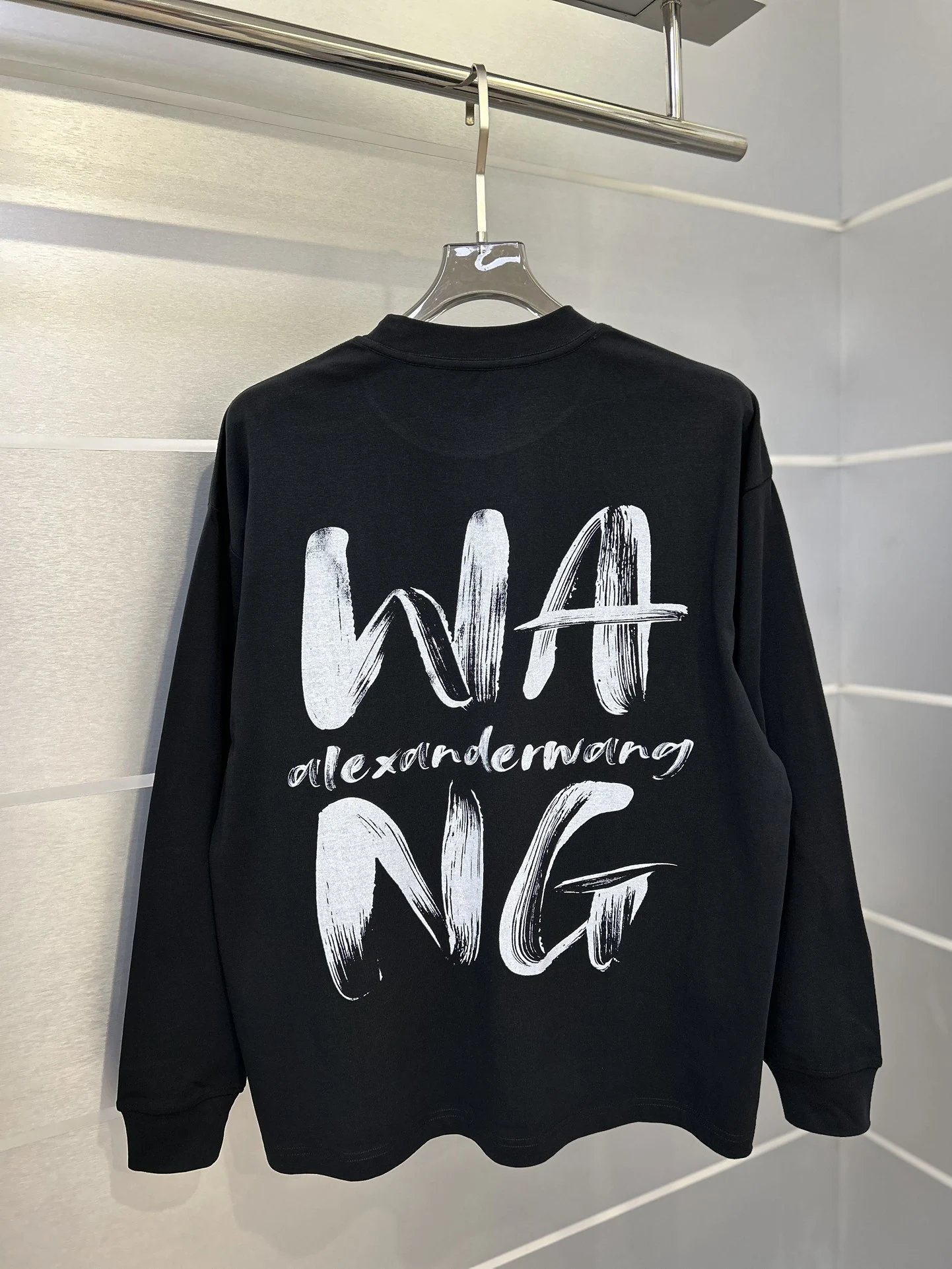 Alexander Wang Black Logo Cotton Hoodie Sweatshirt