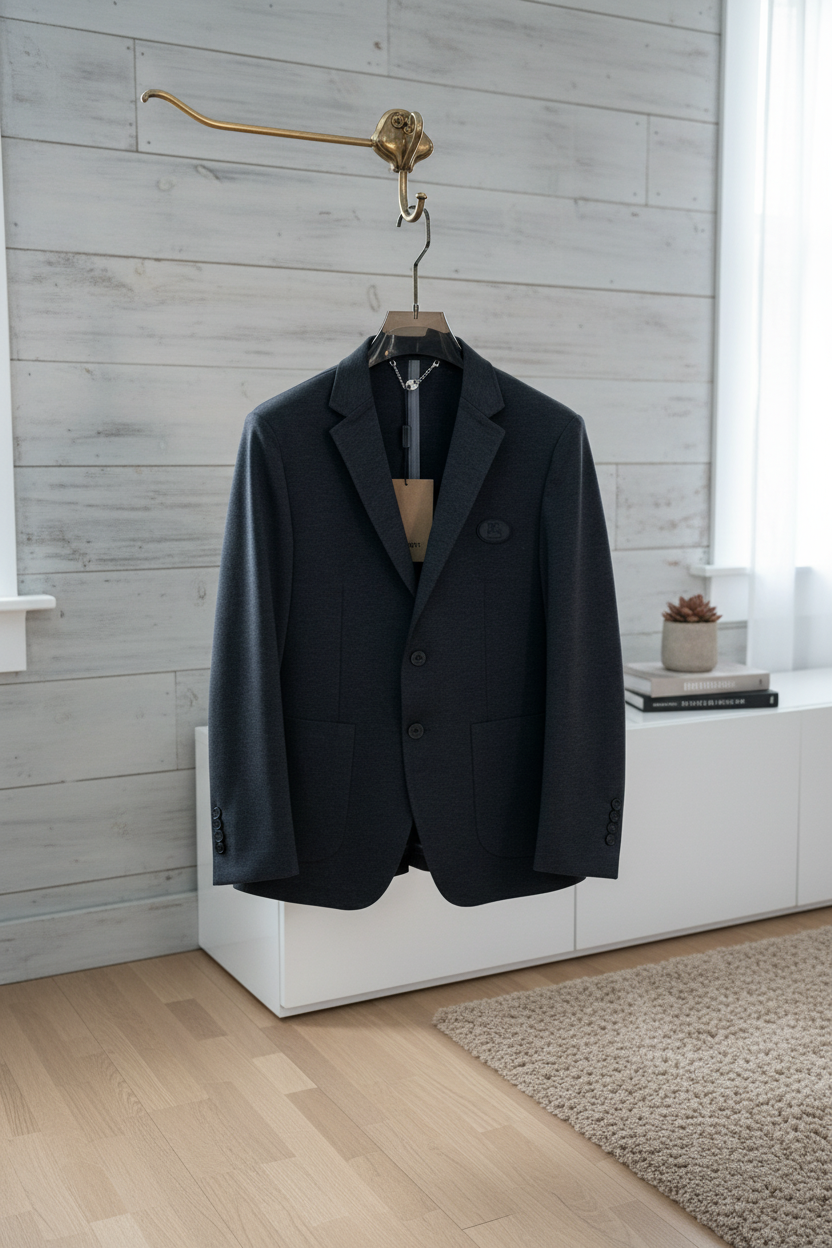 Burberry Dark Gray Wool Blazer Men Jacket