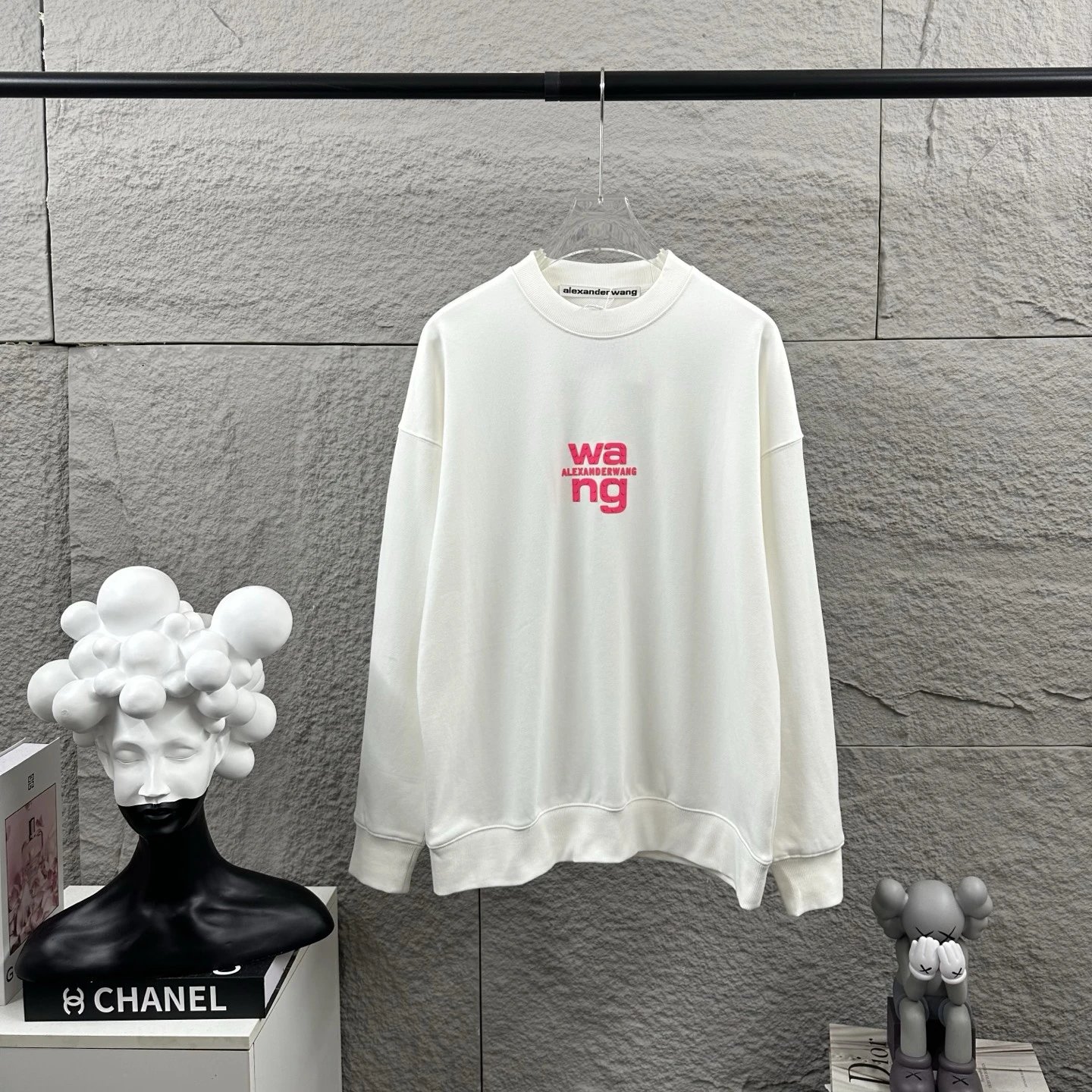 Alexander Wang White Hoodie Pink Logo Sweatshirt