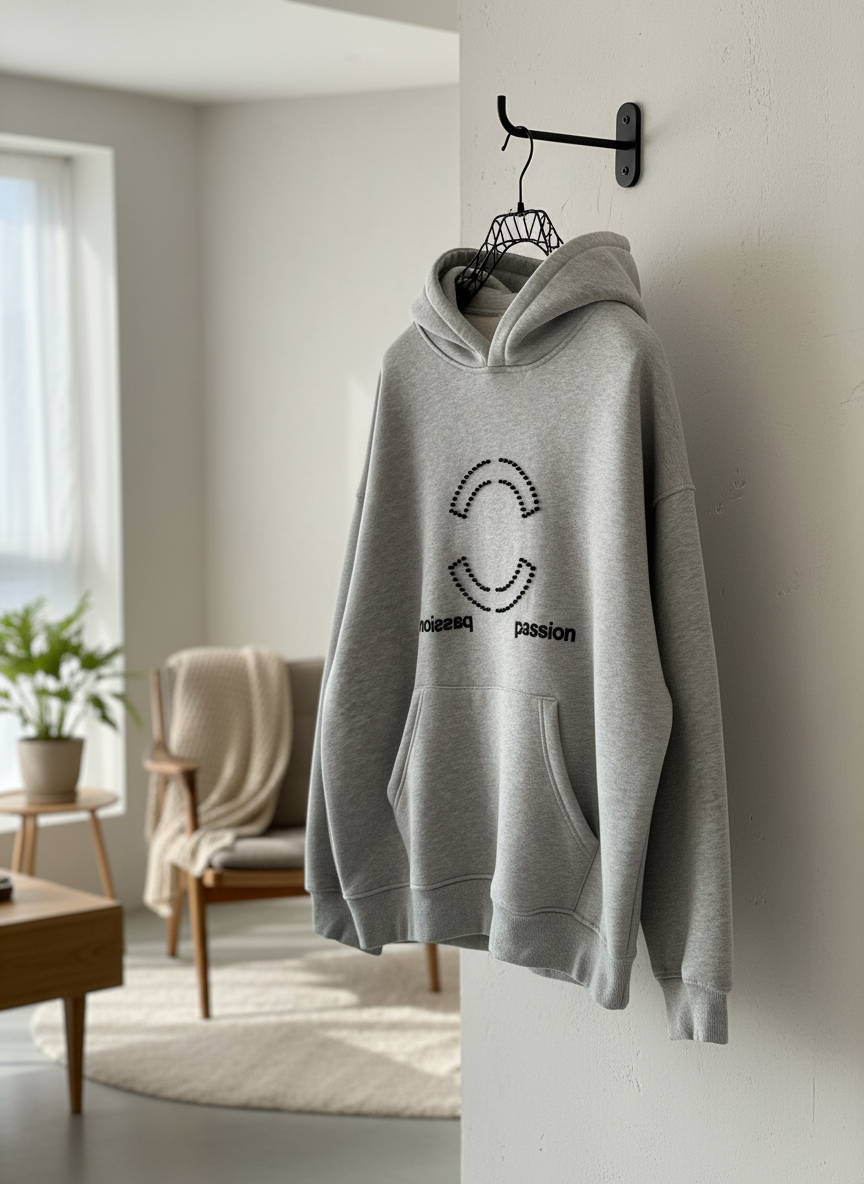 CHANEL Gray Rhinestone Passion Hoodie