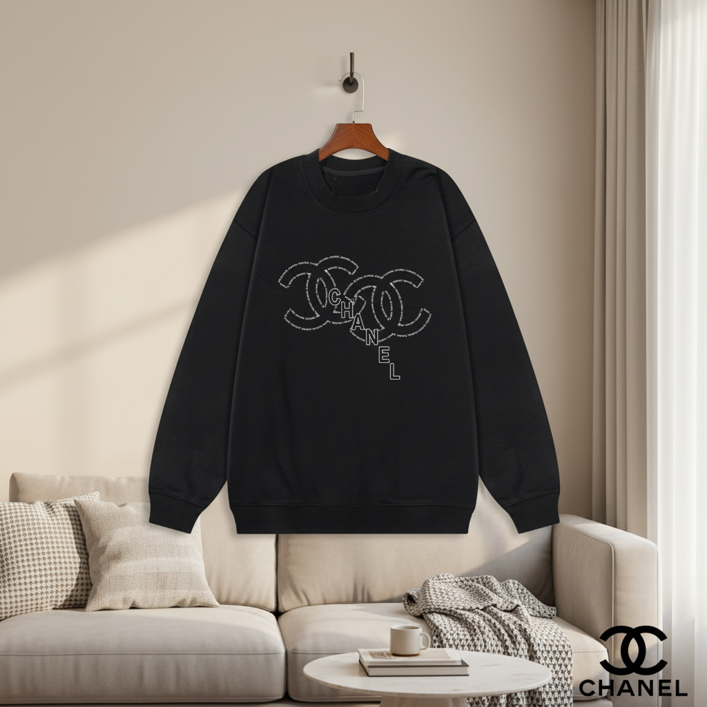 CHANEL Black Sweatshirt Unisex Luxury Hoodie