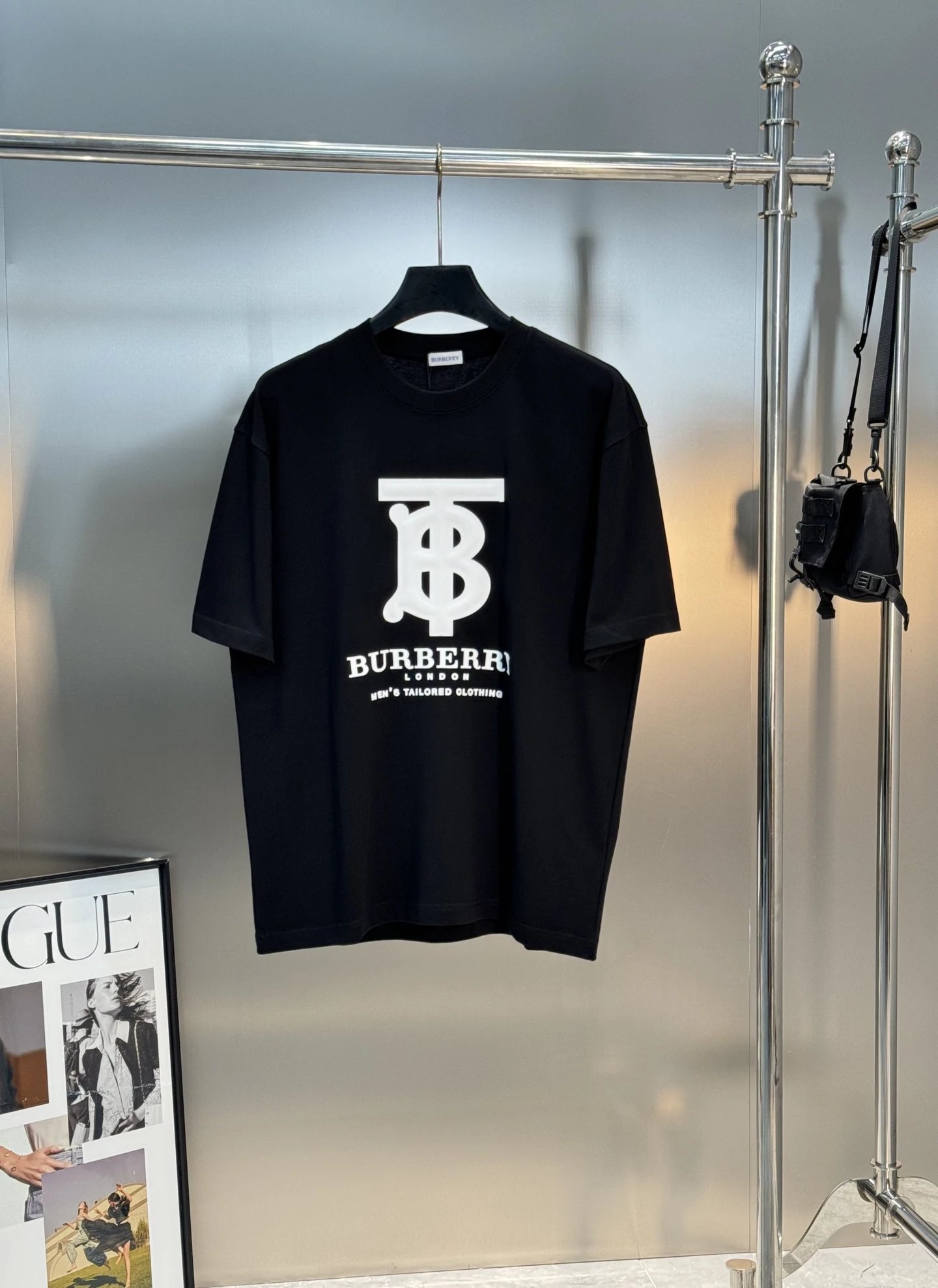 Burberry Men Logo Black TB Cotton T-Shirt