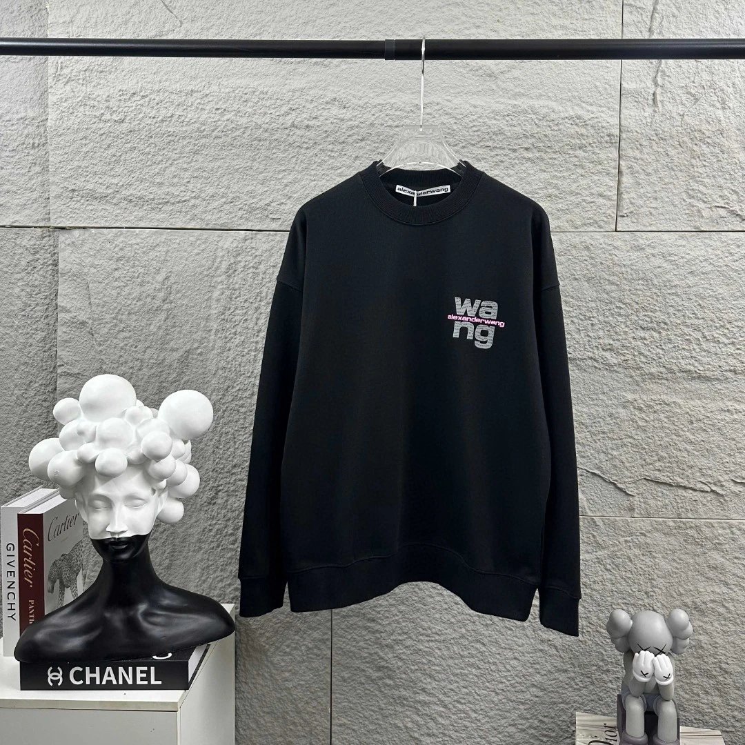Alexander Wang Black Hoodie Bold Logo Streetwear Unisex