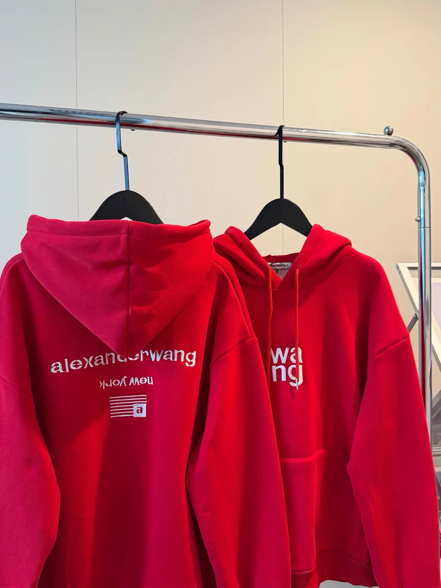 Alexander Wang Red Logo Hoodie Streetwear