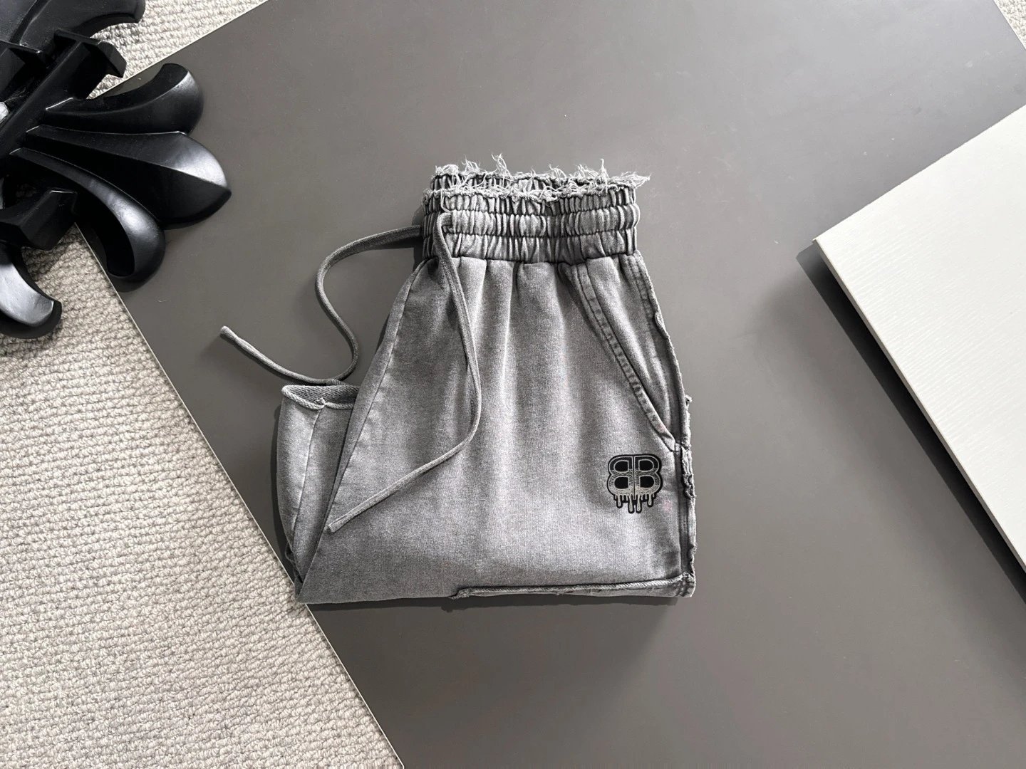 Balenciaga Gray Skull Logo Casual Shorts